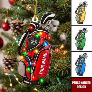Personalized Golf Ornament, Custom Name Golf Bag Christmas Ornament