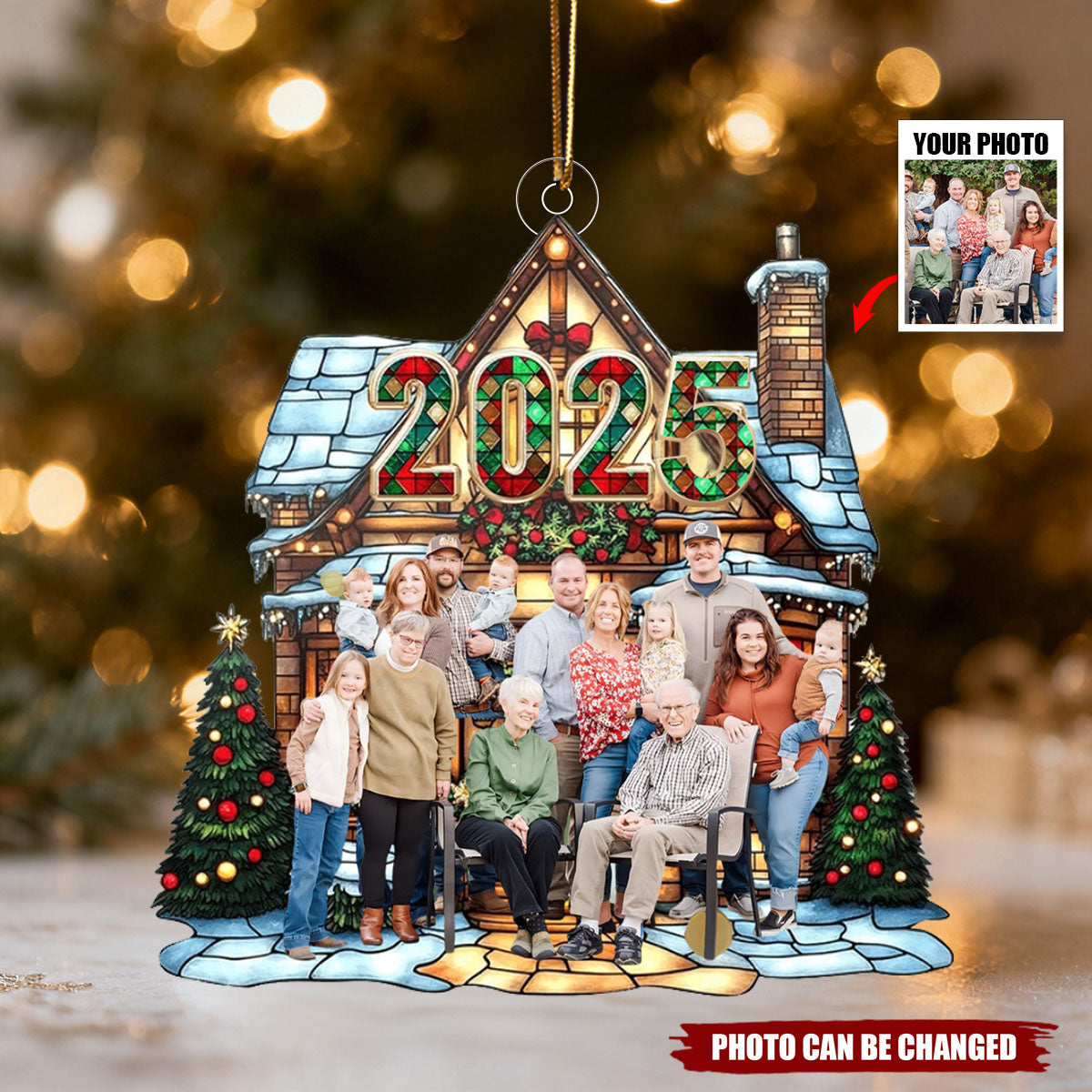 2025 Christmas House Family - Personalized Photo Acrylic Ornament