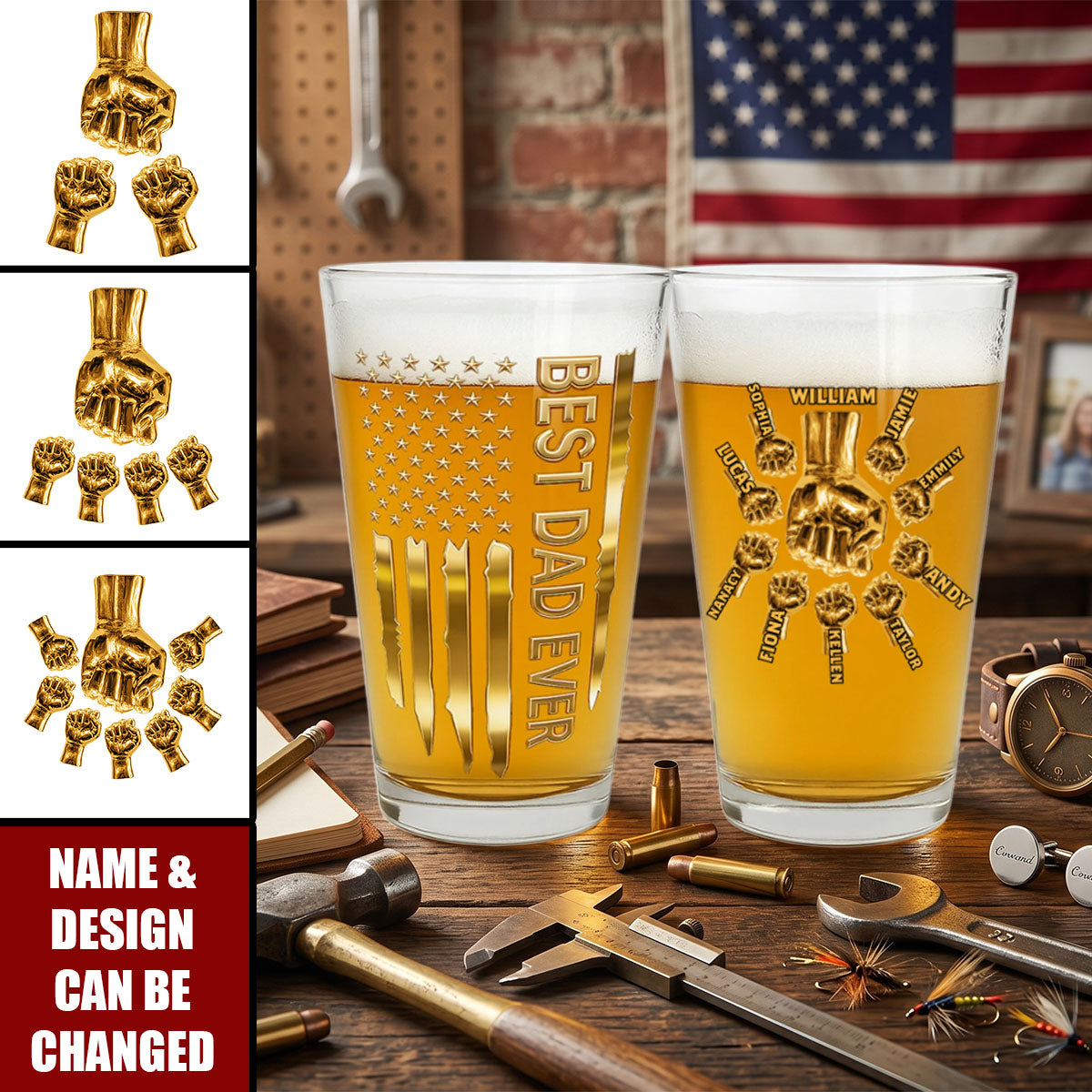 Best Dad Ever - Personalized Beer Glass