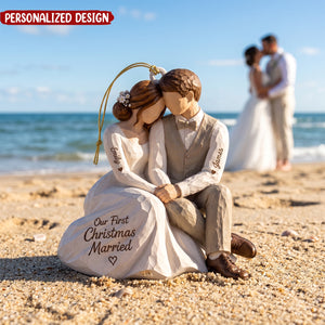 Our First Christmas Married Personalized Wooden Ornament