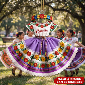 Hispanic Heritage Dress, Personalized Custom Acrylic Ornament, Gift For Family