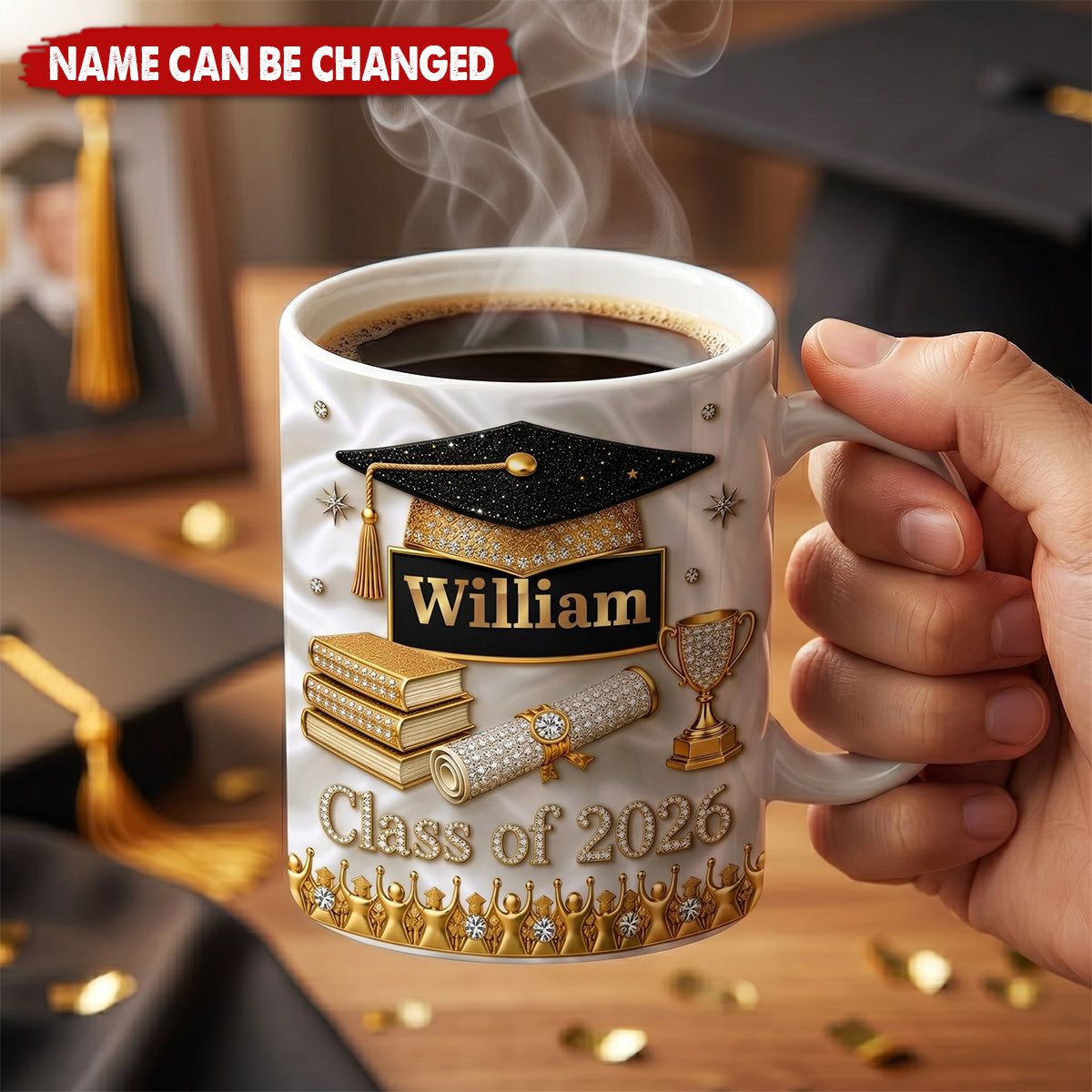 Custom Name Graduation Coffee Mug - Personalized Graduation Gifts For Him, Her