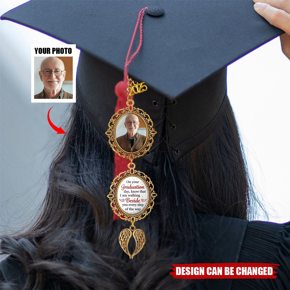 Custom Photo Always Beside You, Even Today - Memorial Personalized Custom Graduation Tassel Charm