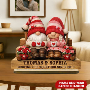 Everlasting Love Valentine Couple - Personalized 2-Layered Wooden Plaque - Valentine's Day Gift For Couple