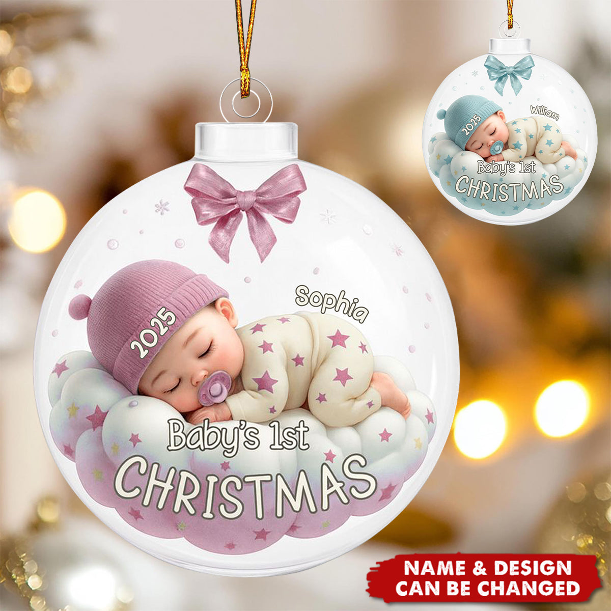 Baby's 1st Christmas Stars And Dreams,Custom Acrylic Ornament,Gift For New Parents