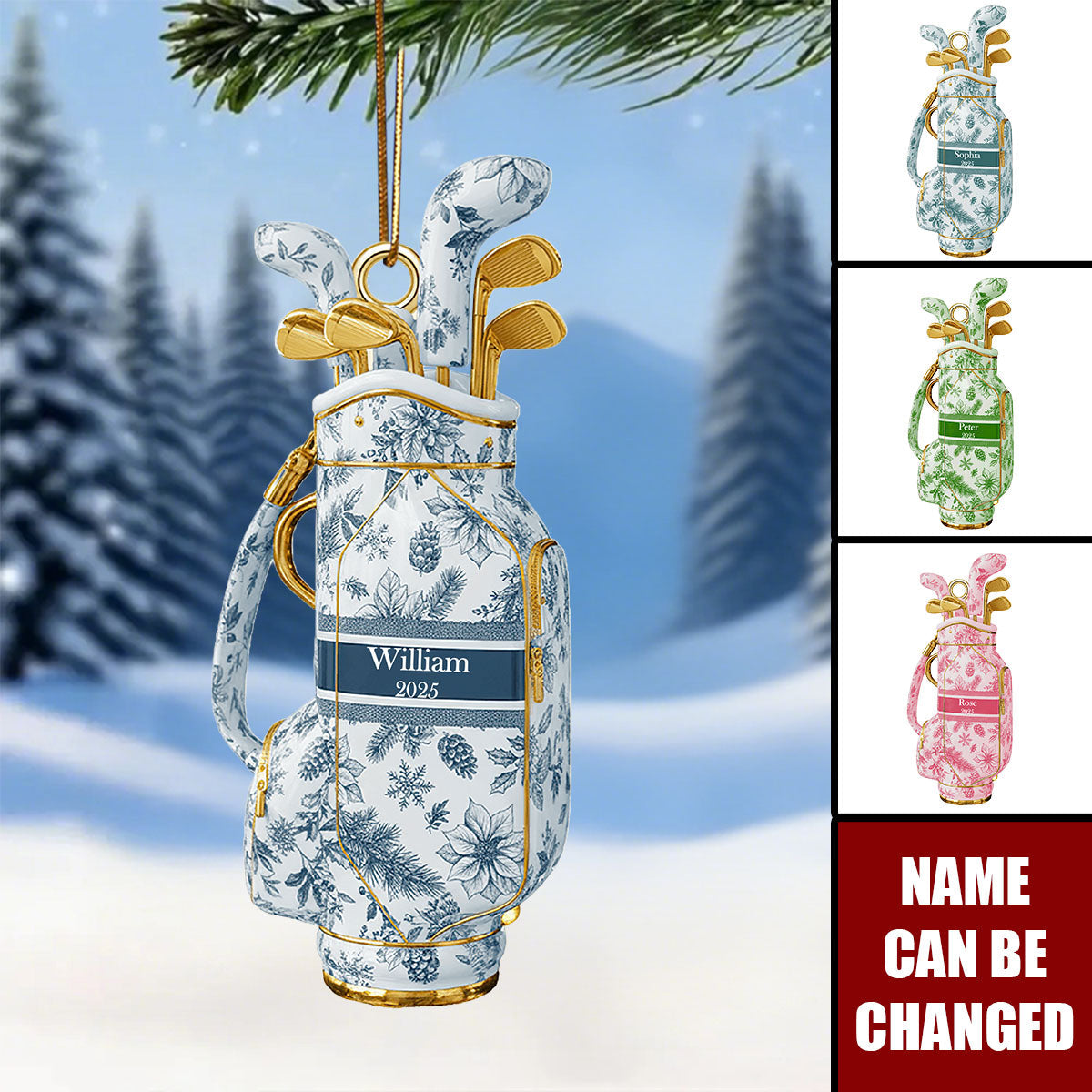 Golf Bag Custom Shape Acrylic Ornament - Personalized Gift For Golf Lover Ornament