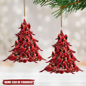 Custom Red Cardinal Acrylic Ornament 2025, Personalized Cardinal Christmas Tree Decoration