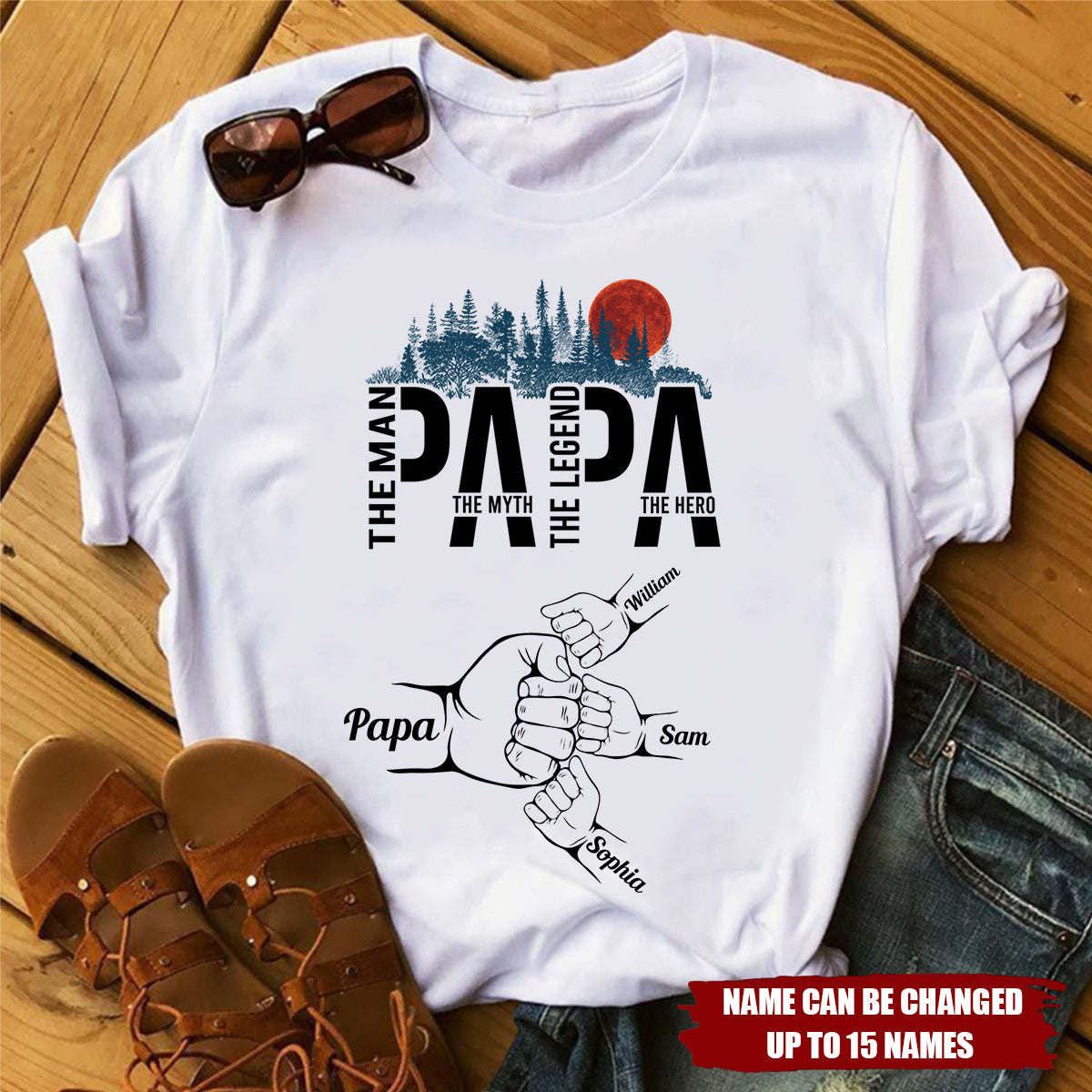 Papa The Man The Myth The Legend The Hero - Personalized Shirt