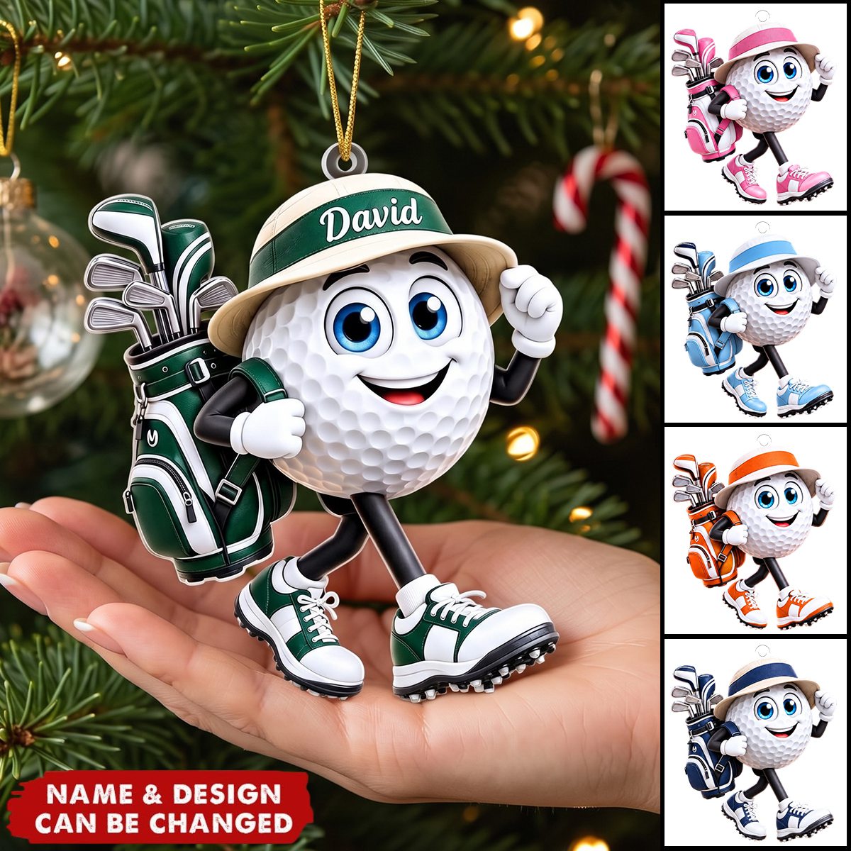 Custom Golf Ornament, Christmas Golf Backpack Ornament, Golf Club Keepsake