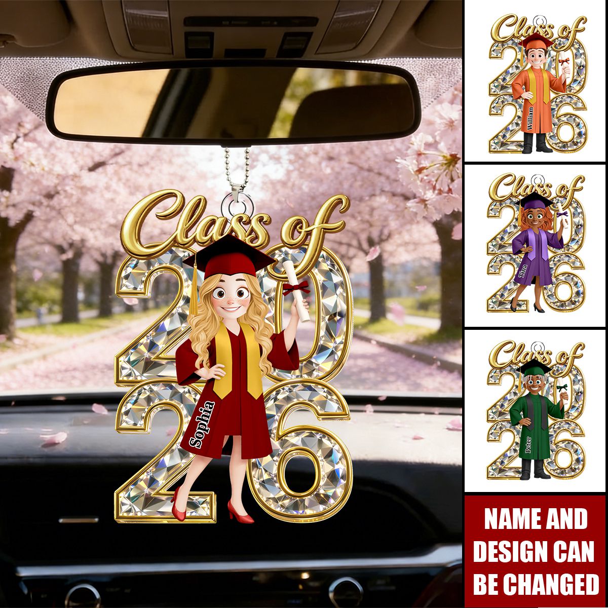 Congrats Grad Woman Man Crystal Effect - Personalized Acrylic Car Ornament