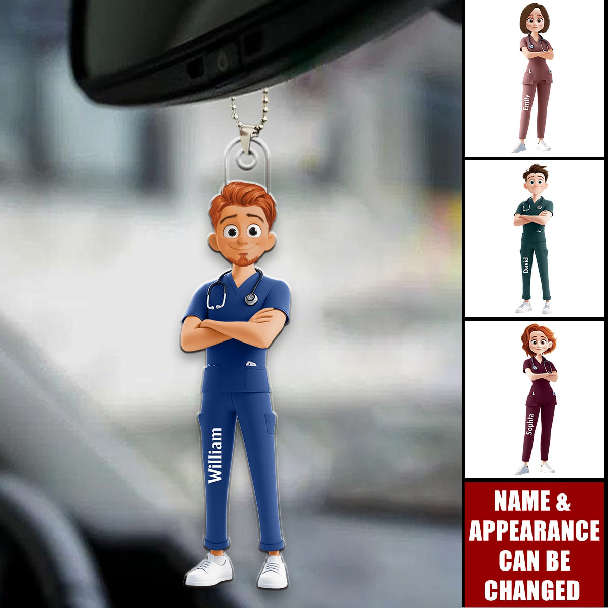 Nurse Cartoon Character - Personalized Acrylic Ornament