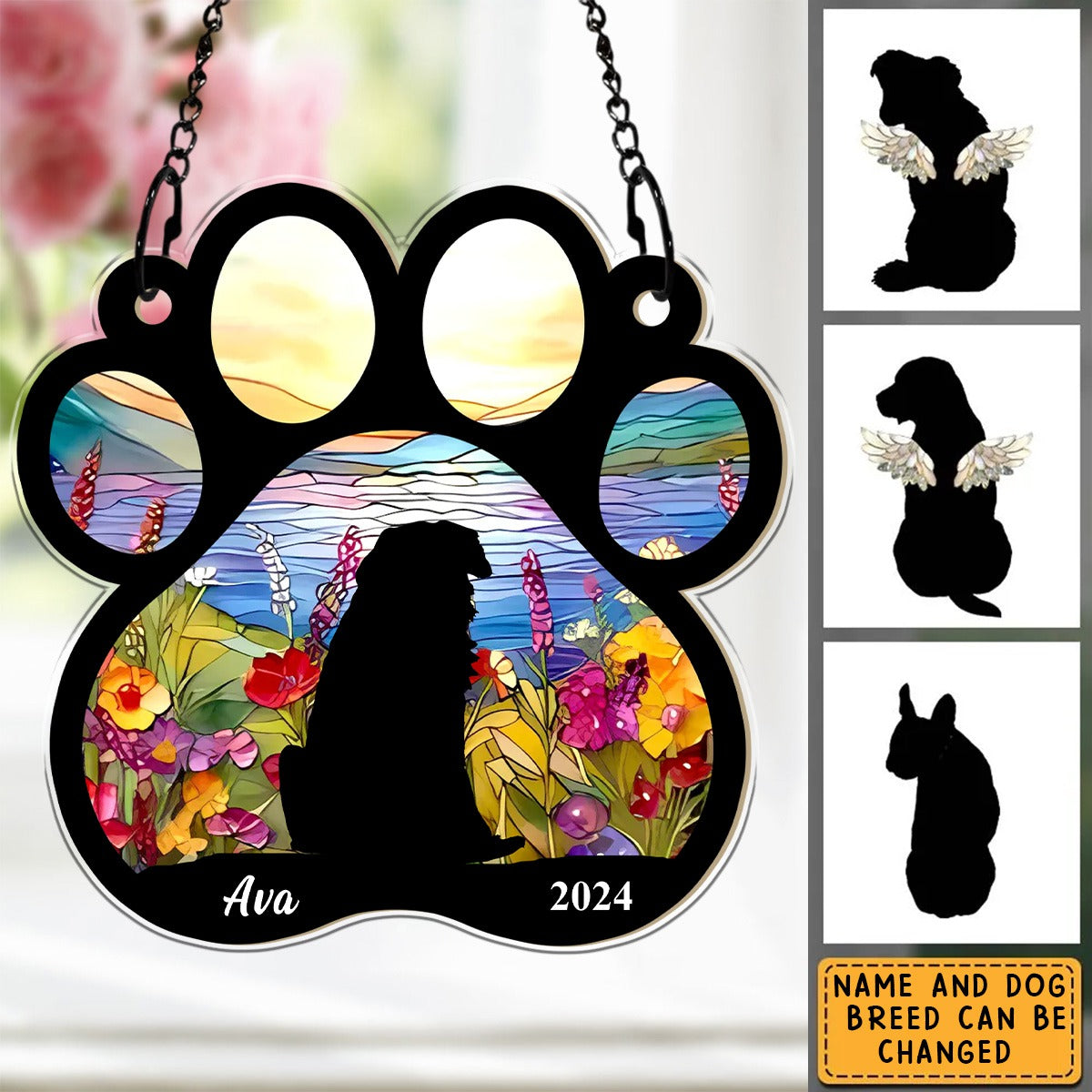 Personalized Dog Memorial Gift Acrylic Suncatcher Ornament
