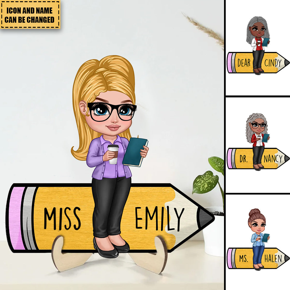 Y2K Style Teacher Personalized 2-Layer Wooden Plaque, Gift For Teacher, Appreciation Gift