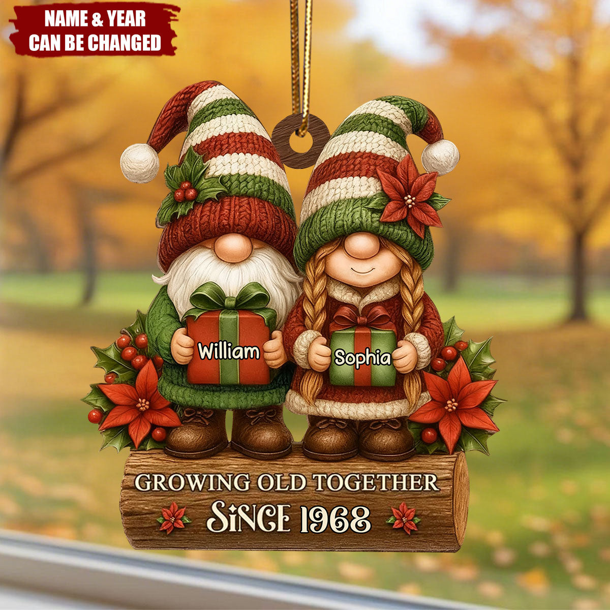 Dwarf Couple Growing Old Together Christmas Gift-Personalized Wooden Ornament