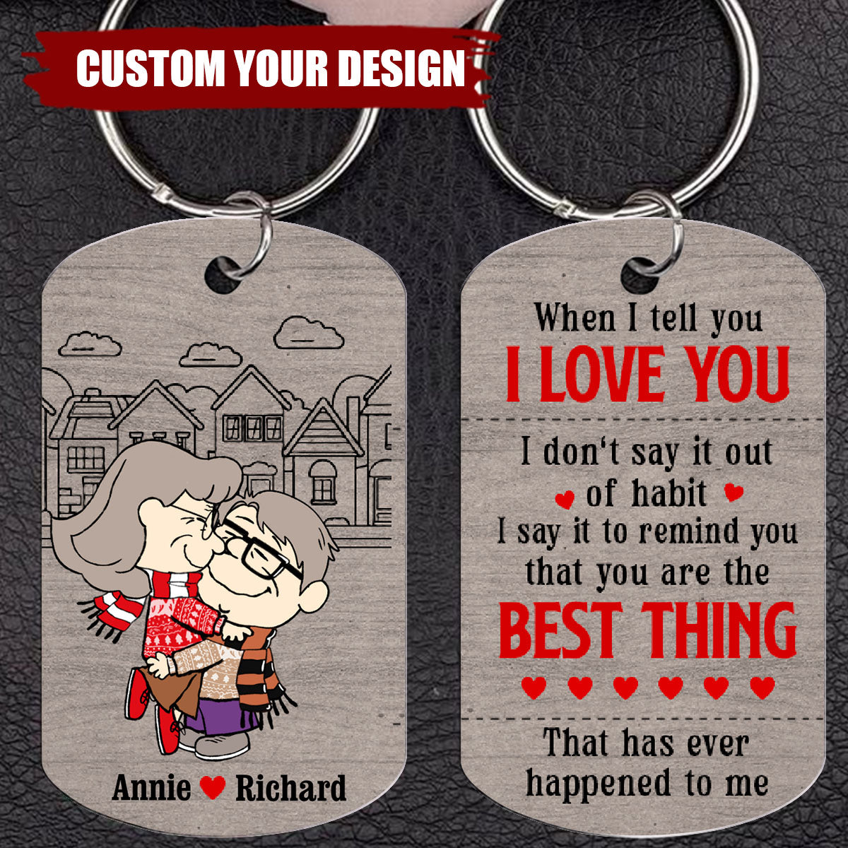 Adorable Cartoon Couple Personalized Stainless Steel Keychain