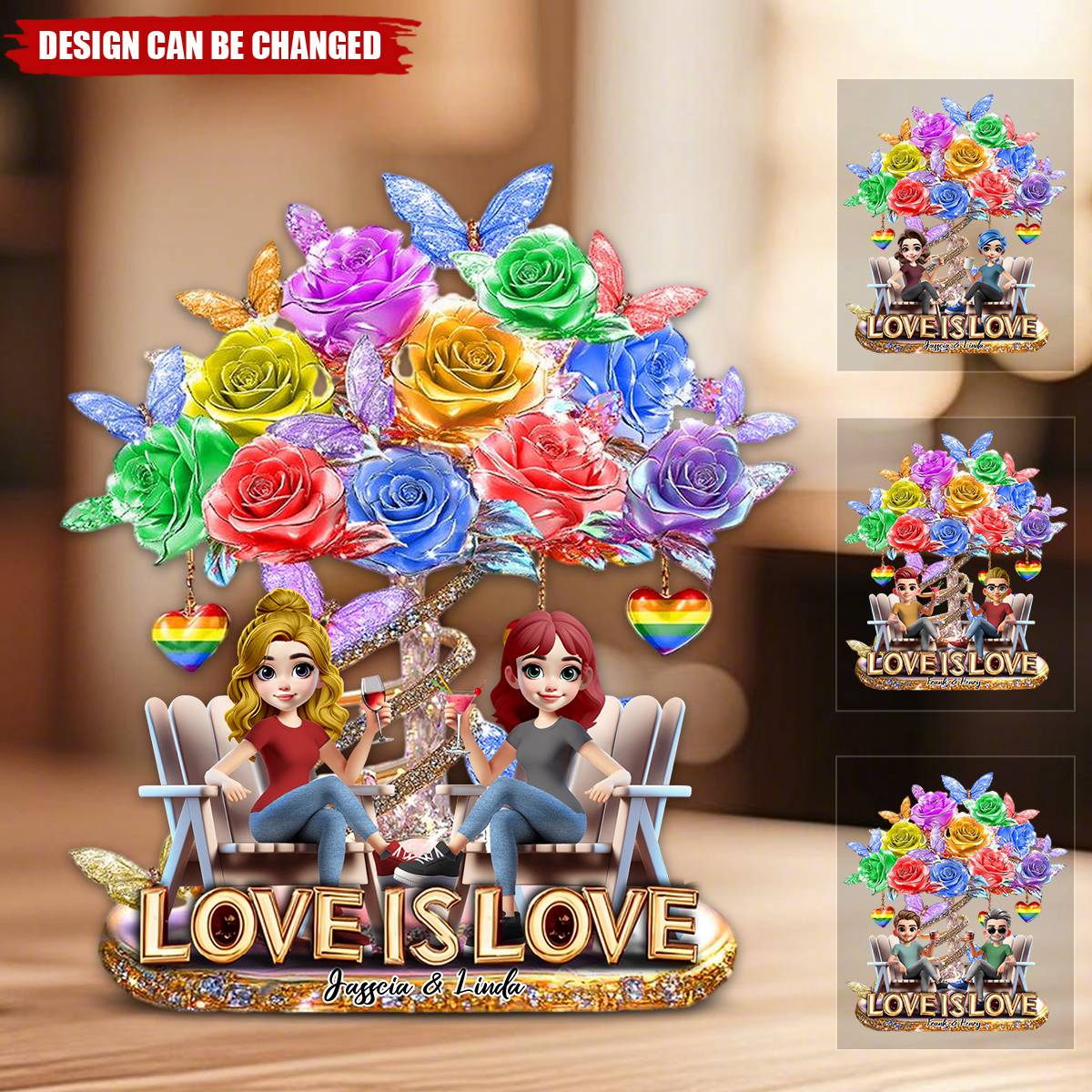 Love Is Love - Personalized LGBT Support Custom Shaped Acrylic Plaque