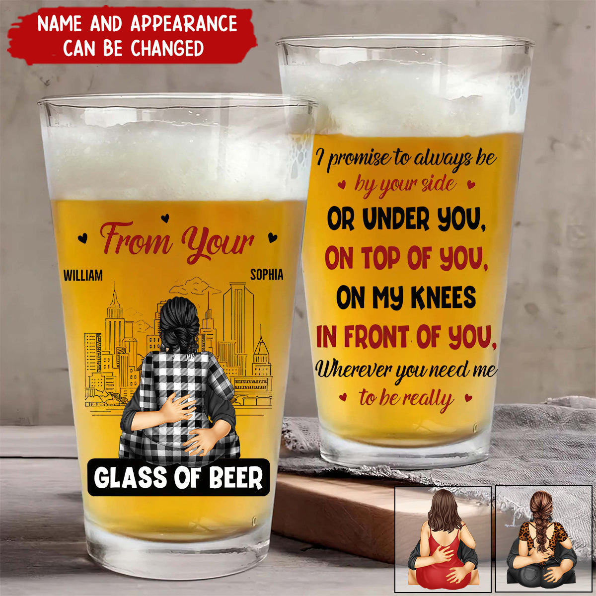 Couple Glass Of Beer Always By Your Side - Personalized Beer Glass