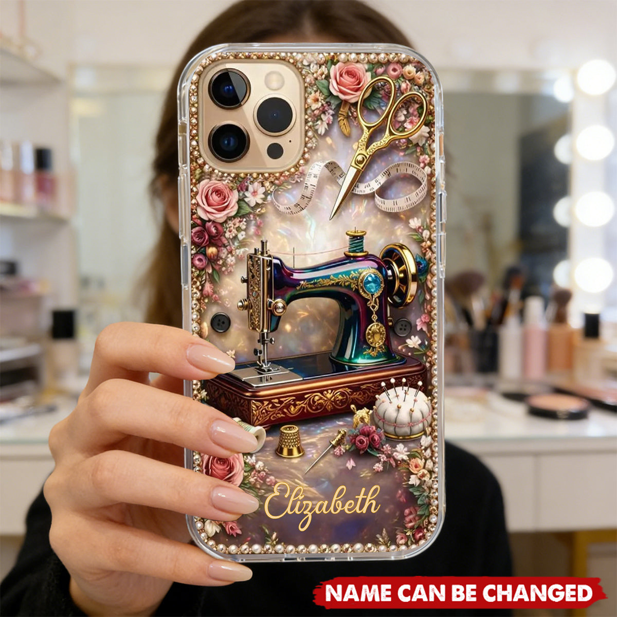 Vintage Sewing Machine Floral - Personalized Full Print Phone Case