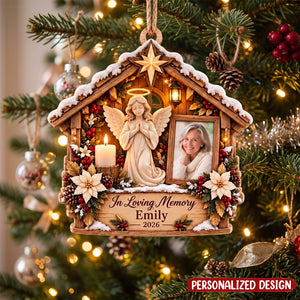 Personalized Memorial Photo Wood Ornament, In Loving Memory Christmas Ornament