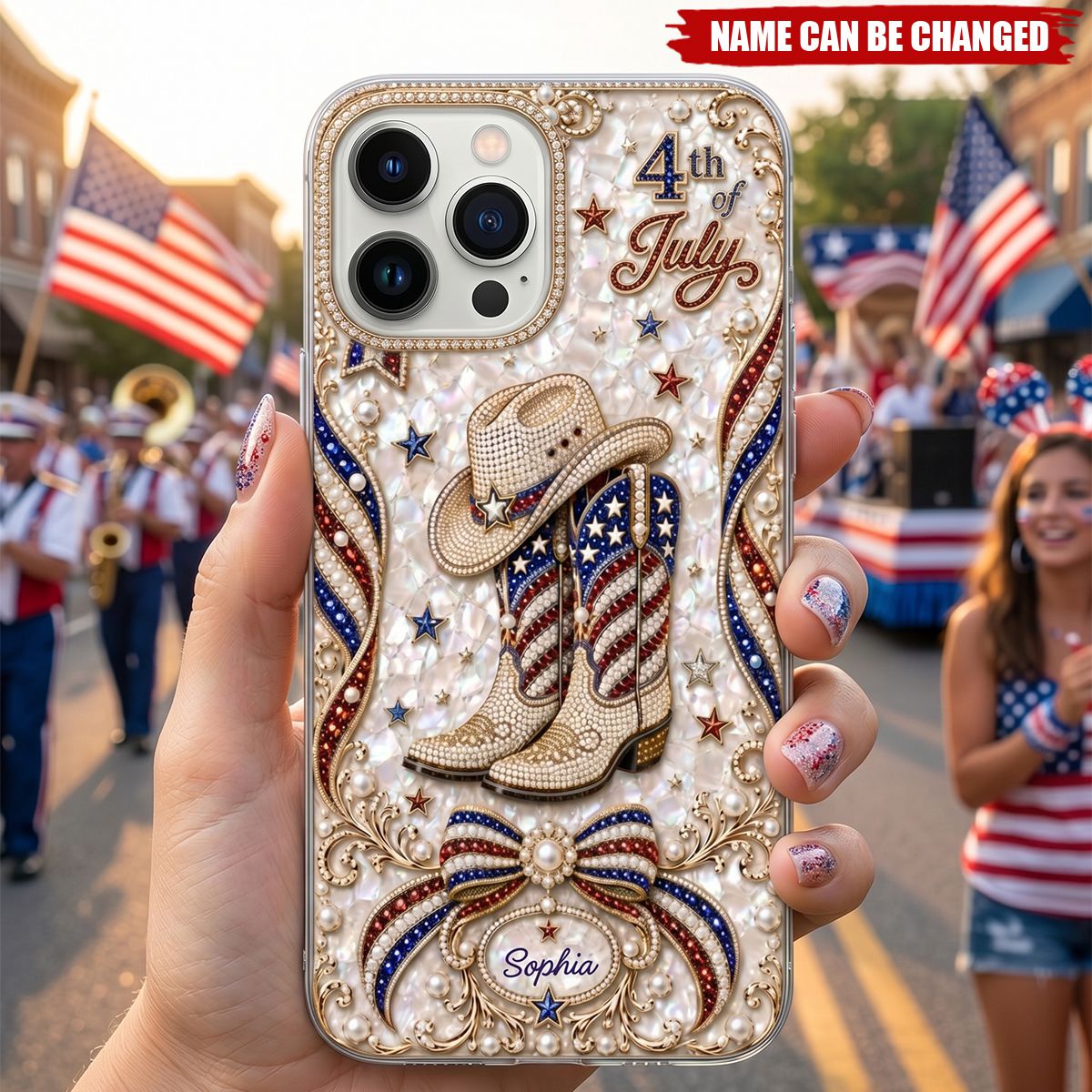 4th of July, Personalized Clear Phone Case, Gift For Patriotic Lovers