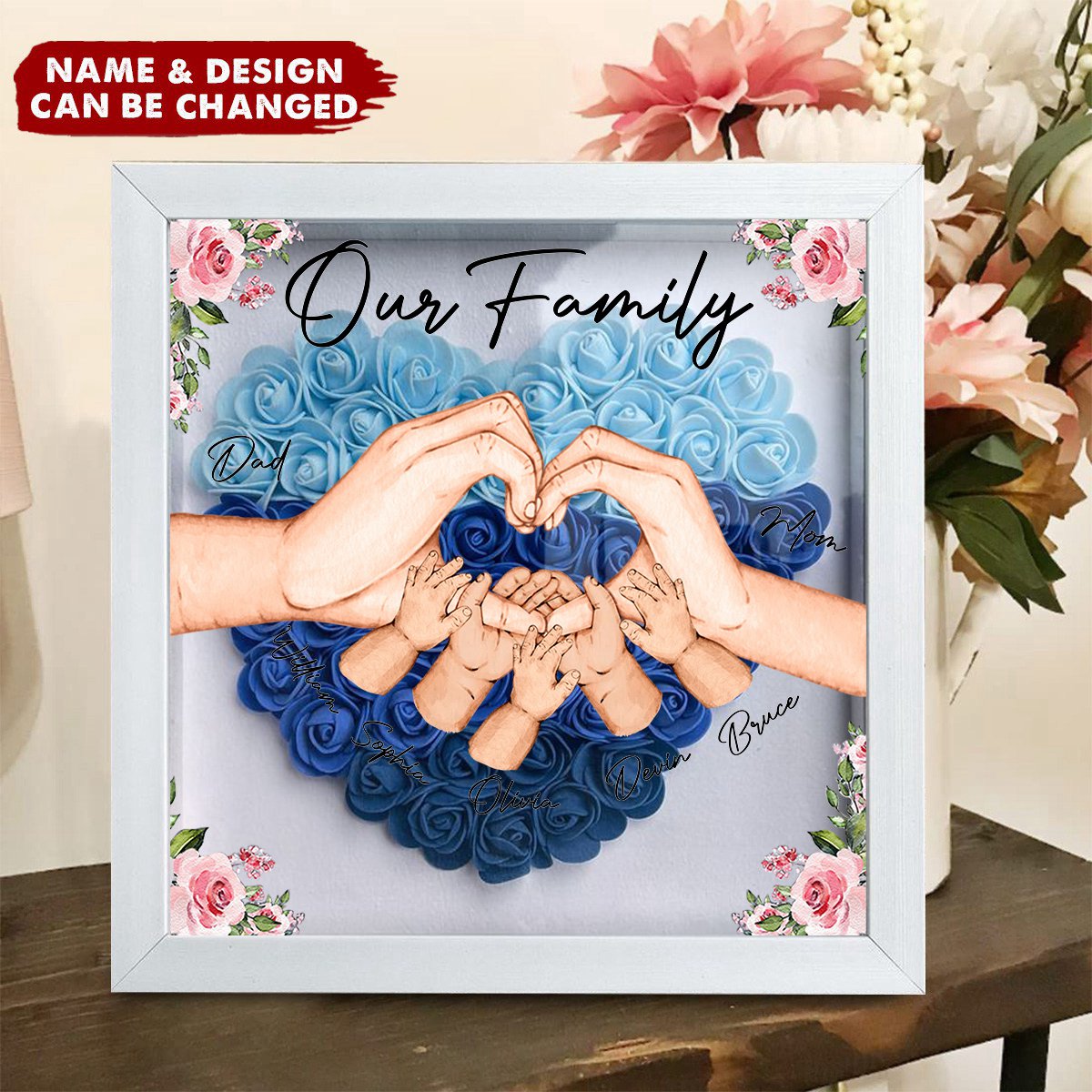 Our Family Hands - Personalized Flower Shadow Box