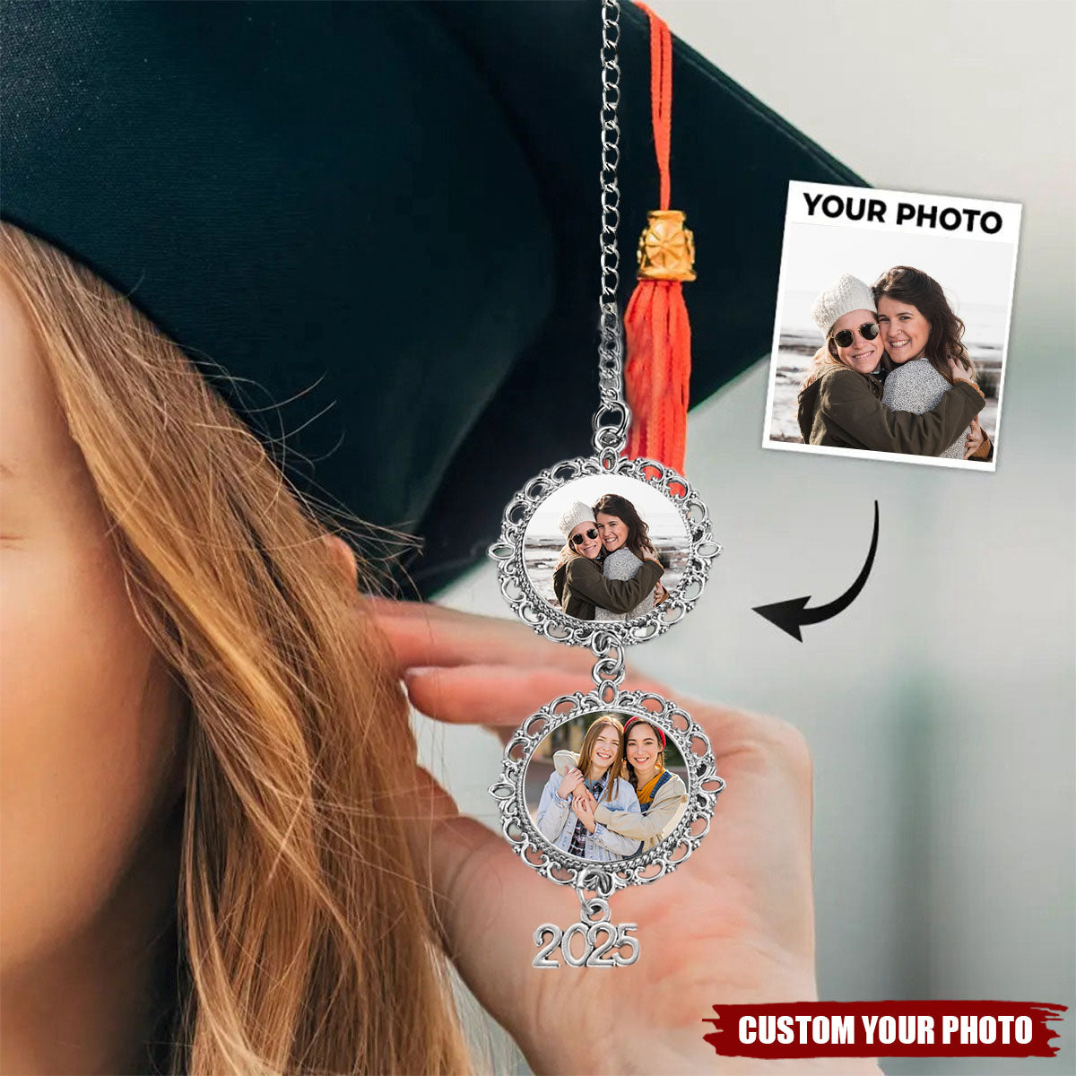Graduation Tassel Personalized Memorial Photo Charm, Commemorative Graduation Gift For Her