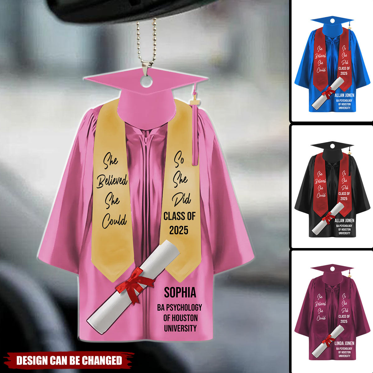 She Believed She Could - Personalized Acrylic Ornament, 2025 Senior Gift