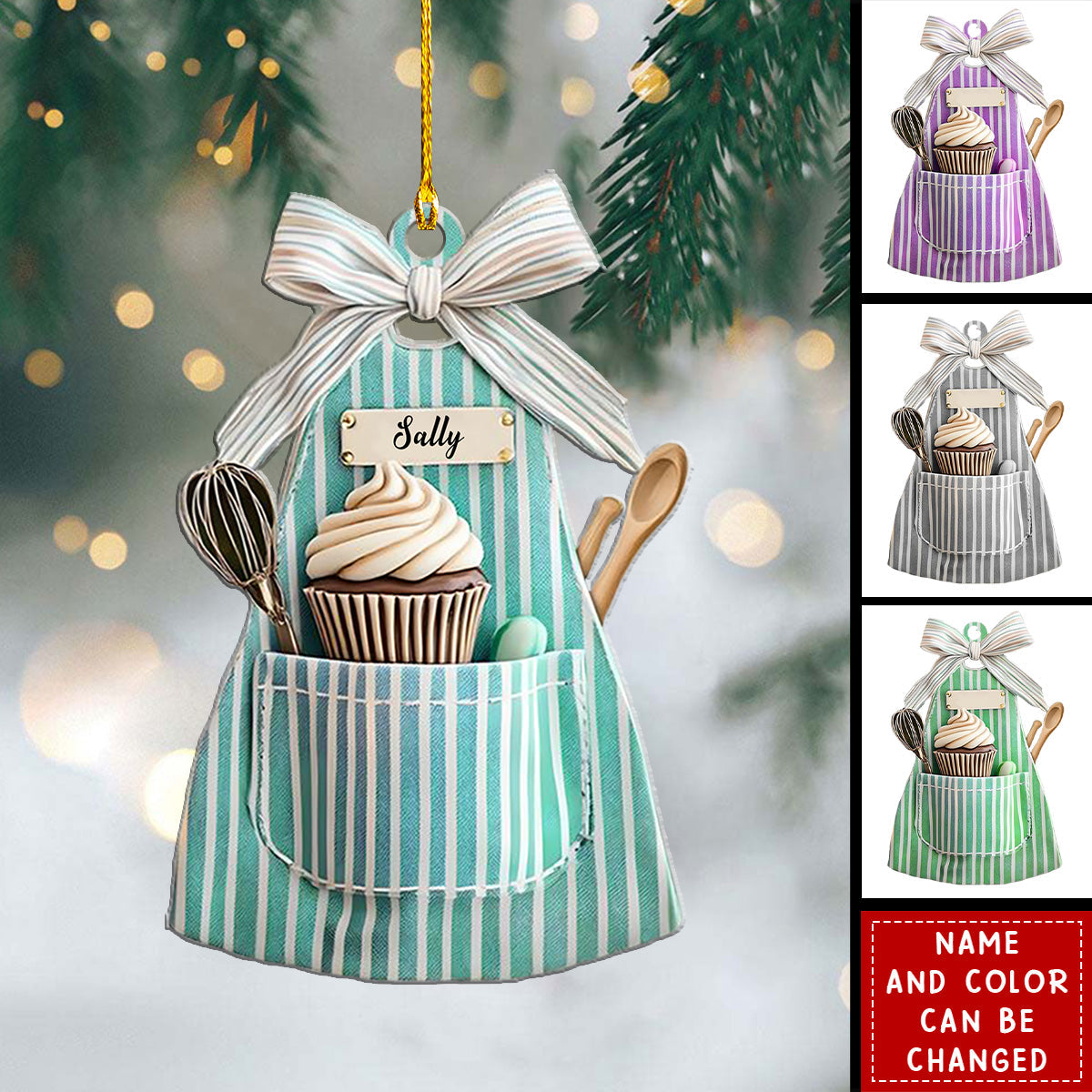 Love Baking Life Personalized Name Shaped Ornament