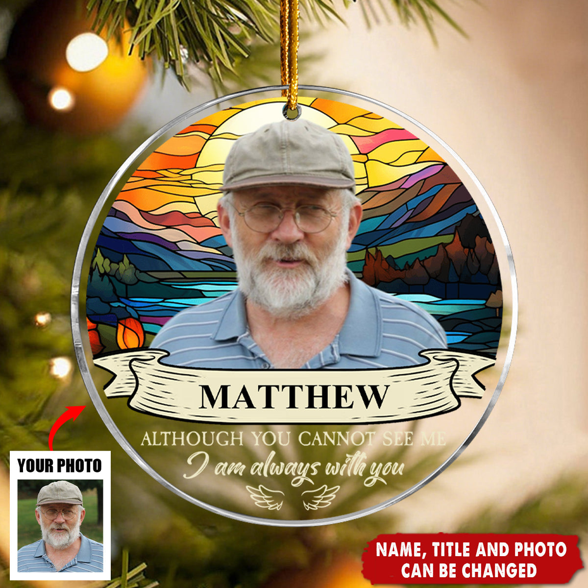 I'm Always With You Custom Portrait Memorial - Personalized Acrylic Flat Ornament