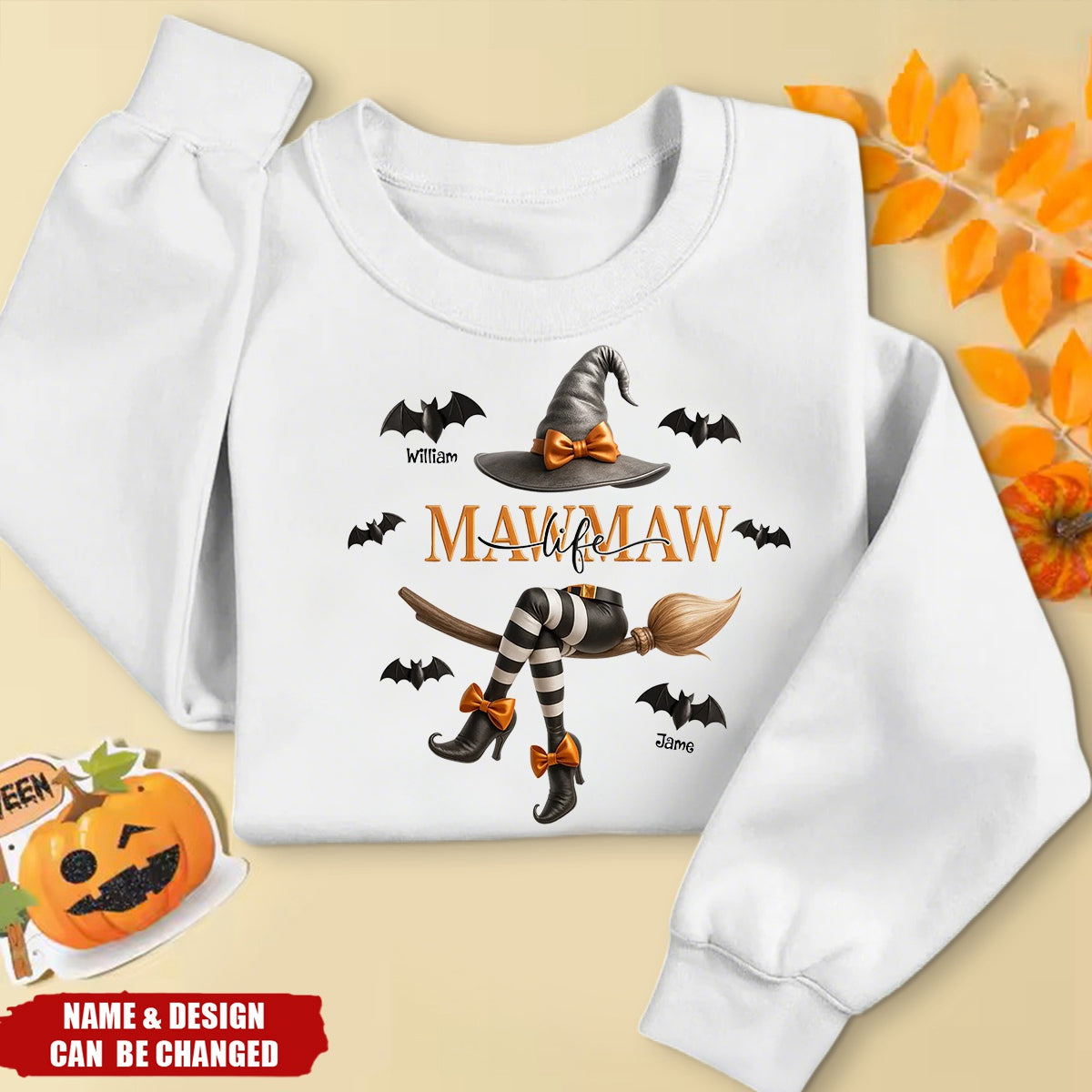 Grandma Life Witch 3D Effect Personalized Sweatshirt, Halloween Sweatshirt for Grandma
