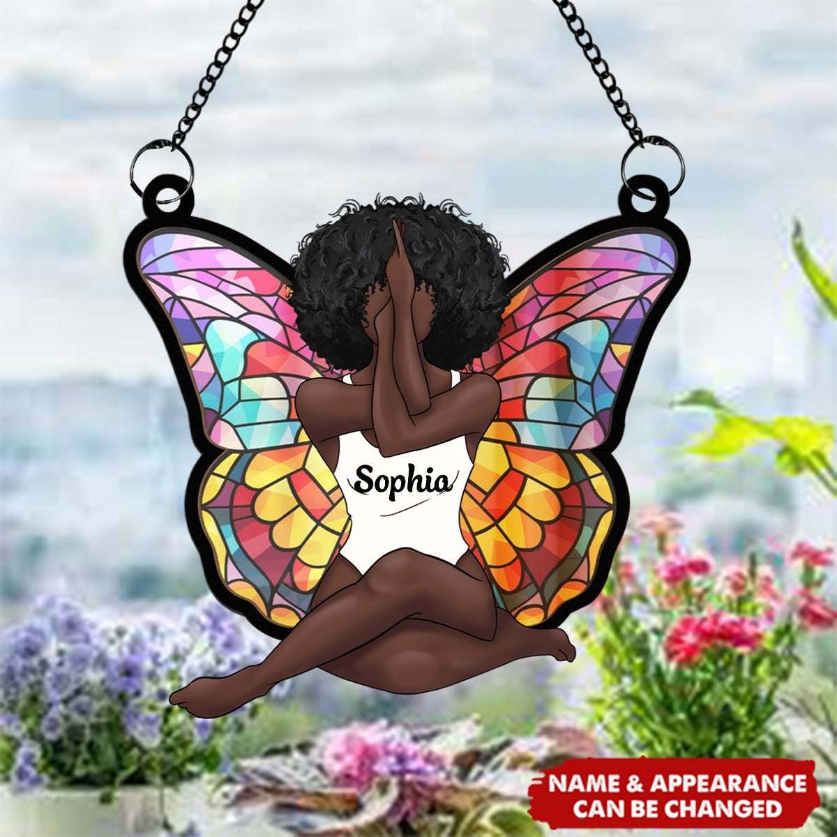 Girl Butterfly - Personalized Window Hanging Suncatcher Ornament