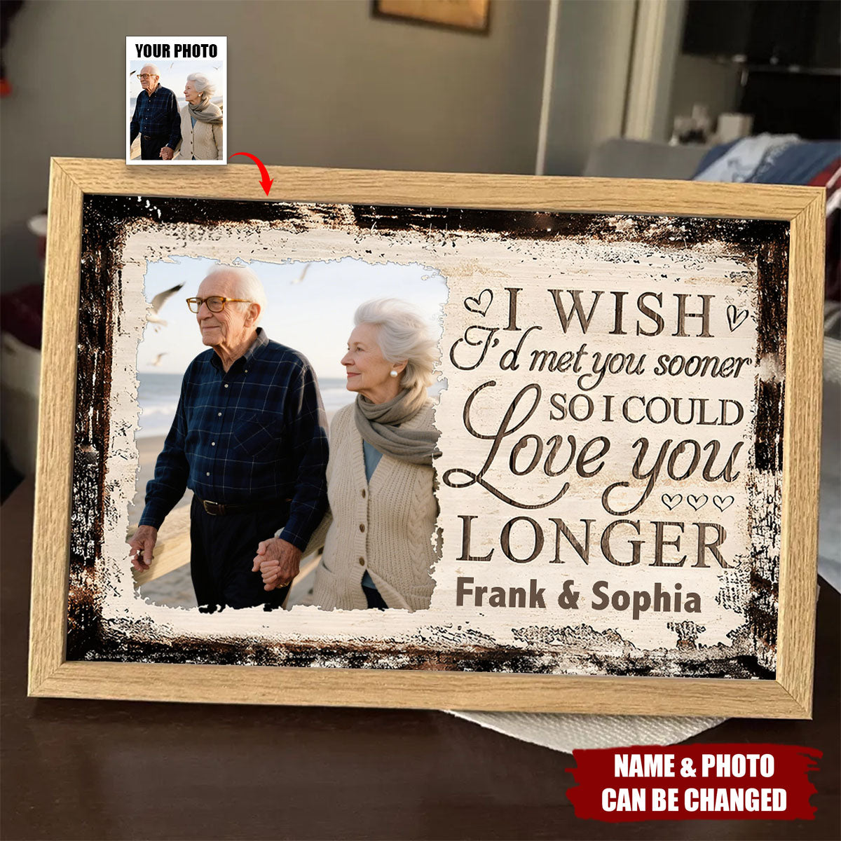 I Wish I'd Met You Sooner, Love You Longer, Custom Horizontal Poster, Gift For Couples