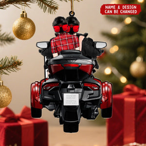 Personalized Acrylic Ornament For Couple Bikers, Motorcycle Trike Lovers