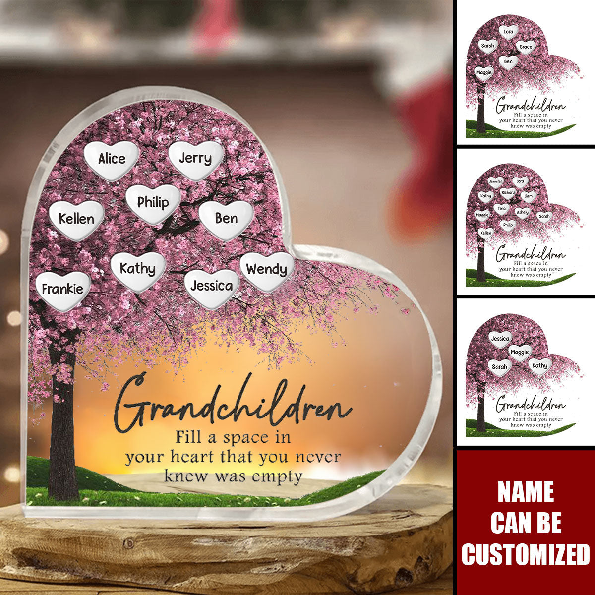 Grandchildren Fill A Space In My Heart - Personalized Acrylic Plaque, Spring Decor Mothers Day Gifts for Grandma