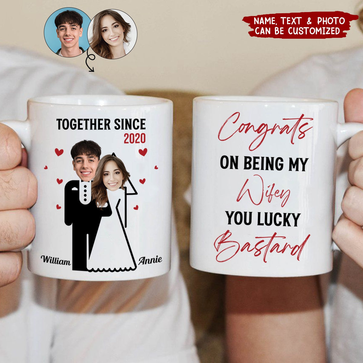Congrats On Being My Wifey - Personalized Photo Mug