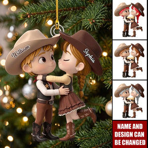 Personalized Cowboy/Cowgirl Couple Acrylic Ornament, Custom Western Country Lovers Gift