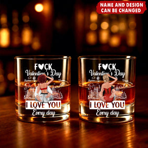 I Love You Every Day - Personalized Round Whiskey Glass