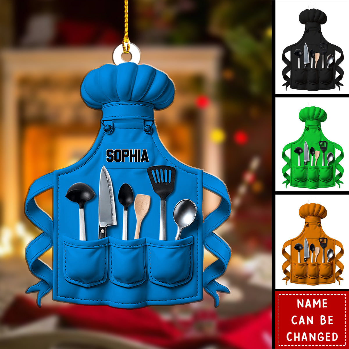 Personalized Chef Apron Shaped Ornament – Cute Gift For Chef