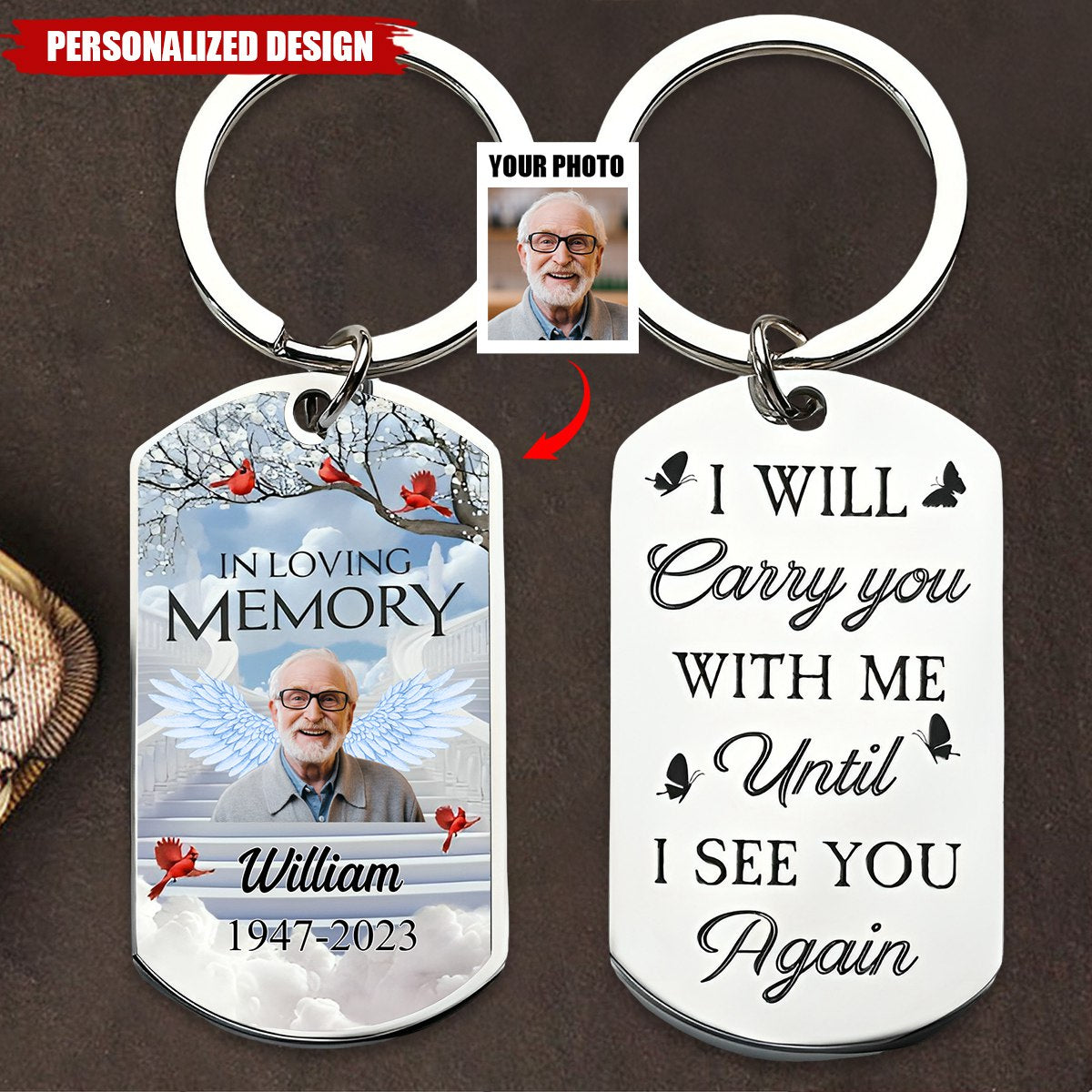 I Will Carry You With Me - Personalized Stainless Steel Photo Keychain