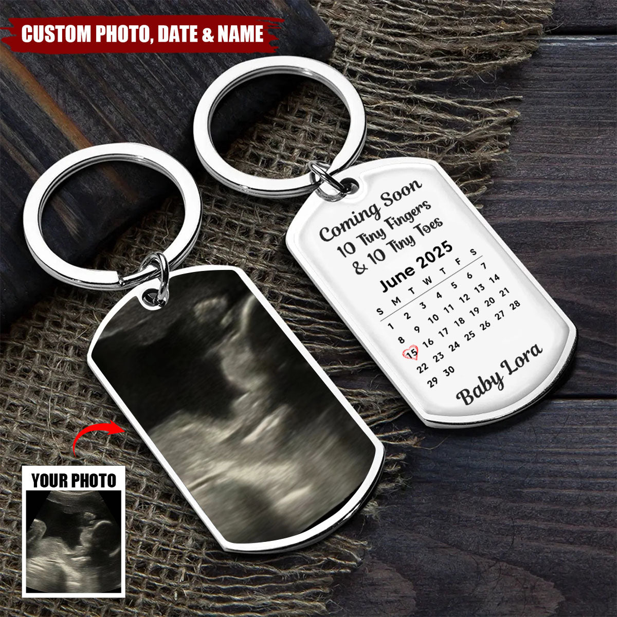 Waiting For The Sweetest Hello - Personalized Stainless Steel Keychain, Gift For First Mom Dad