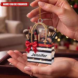 Personalized Makeup Lover Acrylic Ornament - Custom Beauty Bag Gift Idea