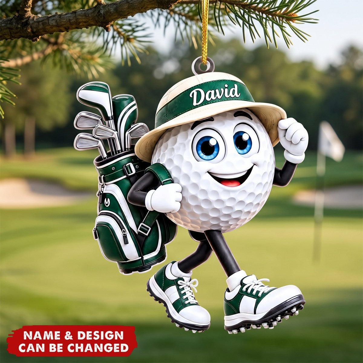 Custom Golf Ornament, Christmas Golf Backpack Ornament, Golf Club Keepsake