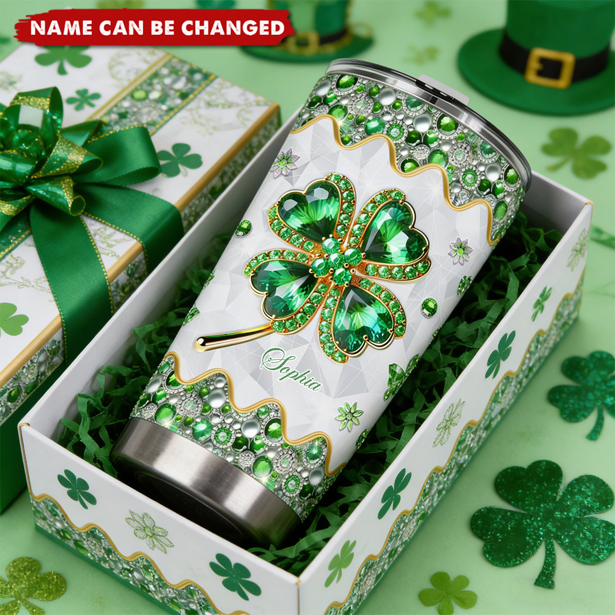Lucky Four-Leaf Clover - Personalized Saint Patrick's Day Tumbler