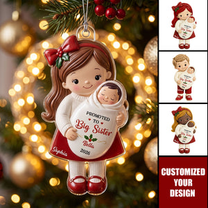 Promoted To Big Sibling Christmas Theme - Personalized Acrylic Ornament - New Big Brother/Sister Gift
