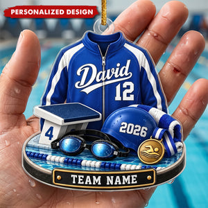 Personalized Swimmer Christmas Ornament, Swim Team Gift Ornament