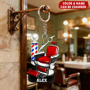 Custom Barber Chair Acrylic Keychain