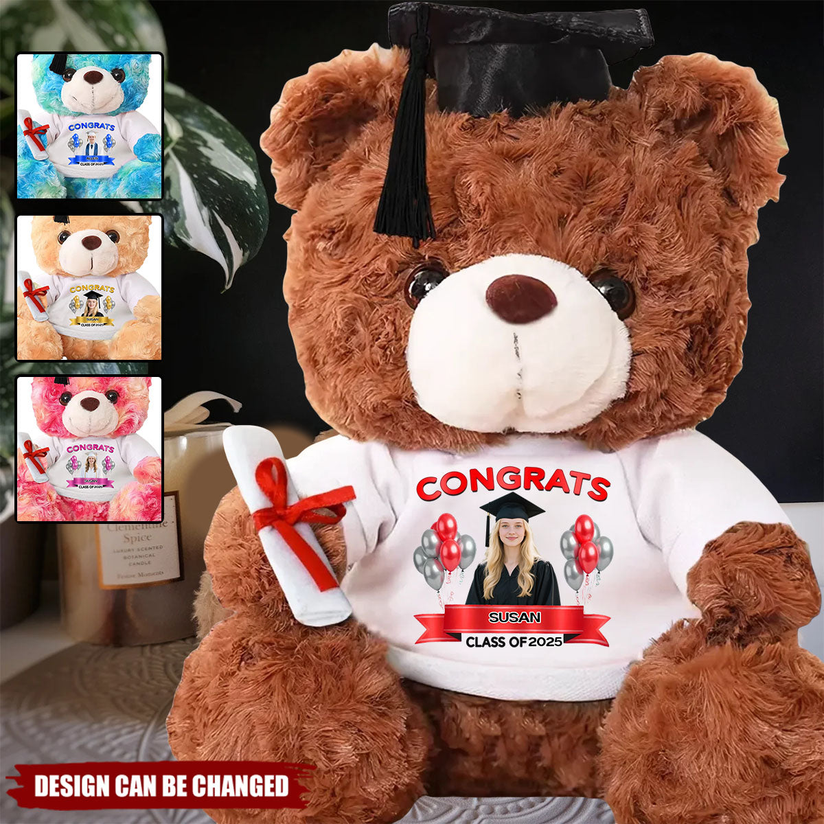 Custom Photo Congrats, Family Personalized Custom Graduation Teddy Bear Plush - Graduation Gift For Brothers, Sisters