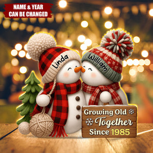 Snowman Couple Acrylic Light Box - Romantic Winter Gift Plaque