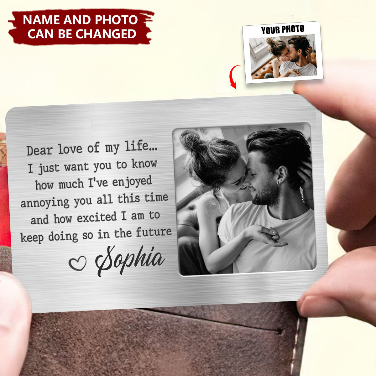 Custom Photo Dear Love Of My Life - Couple Personalized Stainless Steel Wallet Card