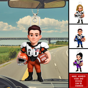 3D Effect Proud American Football Player - Personalized Car Ornament